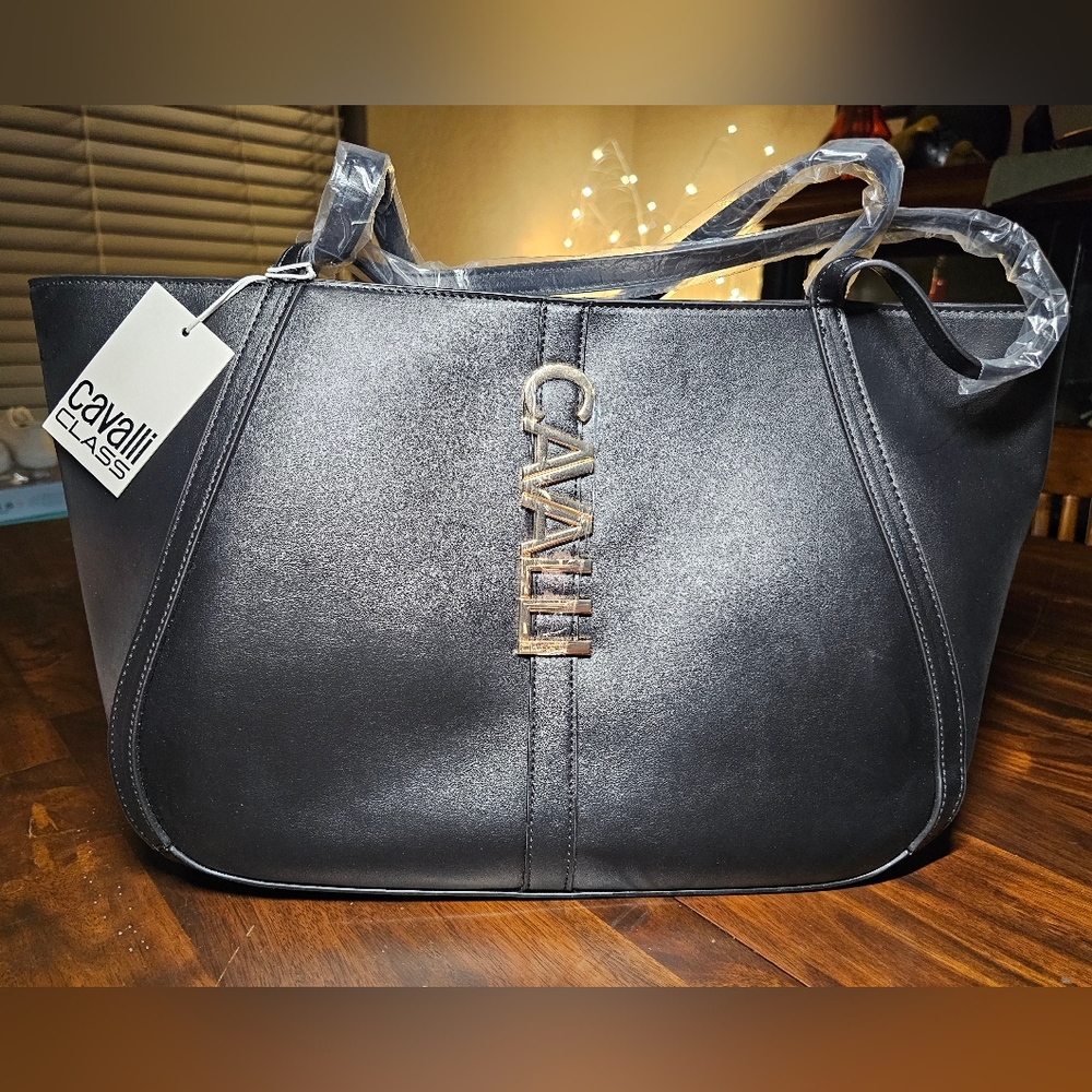 Cavalli Class Shimmering Black Tote